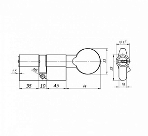 Аллюр  Цилиндровый механизм HD FG 90-5К CP (35х10х45G) хром перф. кл/верт #235474